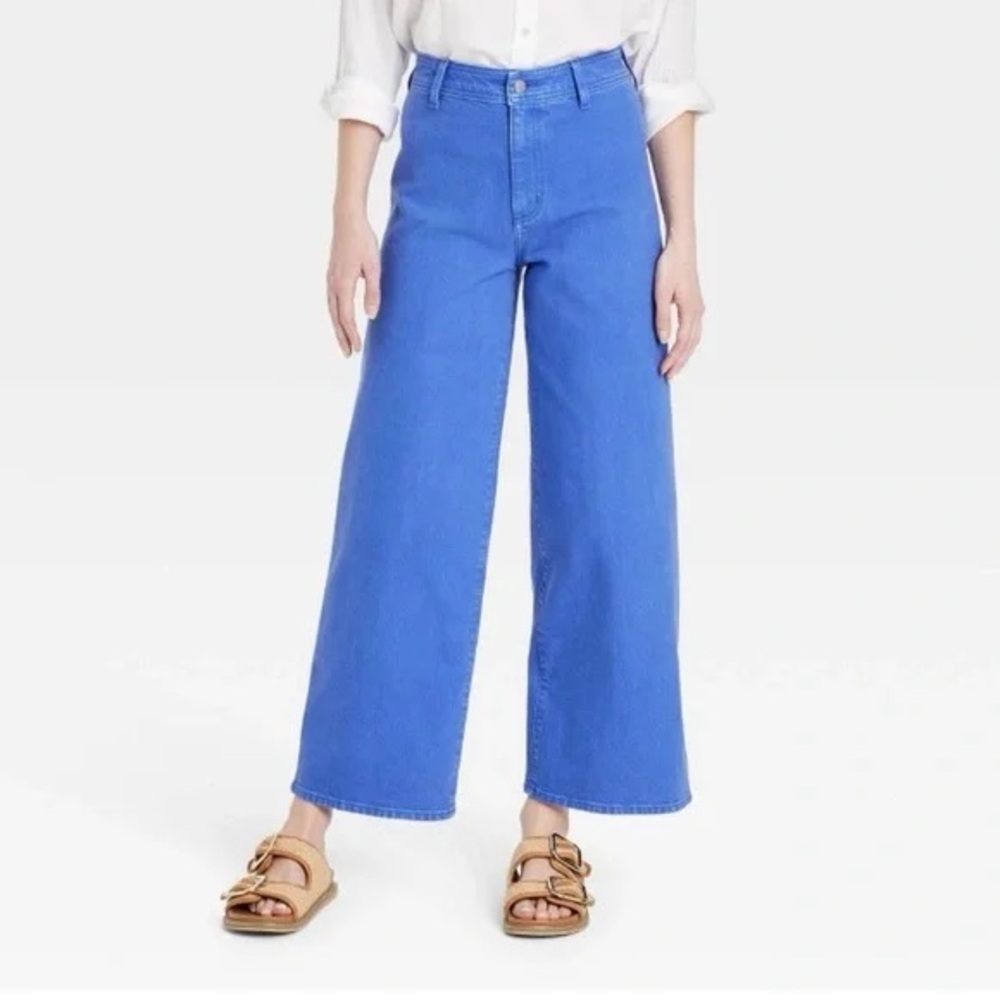NWT Universal Thread Women's High-Rise Sailor Wide Leg Ankle Jeans Blue Sz 16